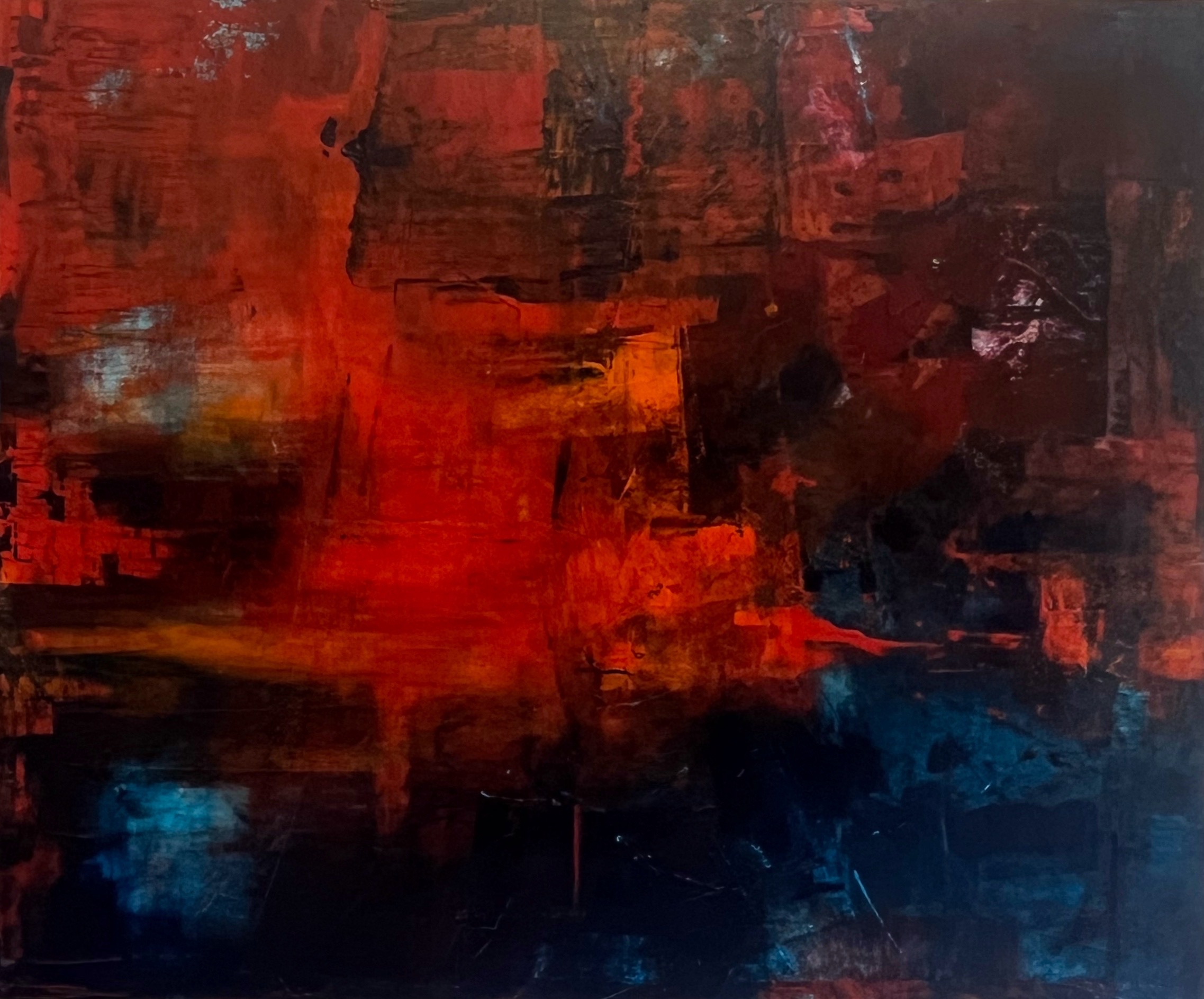 Intense Abyss: Dark Abstract Painting 'Inferno' by Abhishek Deheriya